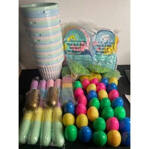 Assorted Easter Eggs Accesssories - Buckets, Eggs, Mesh Bags, Games